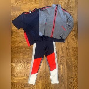 Champion Athletic Outfit - Leggings, short sleeve shirt & zip up jacket Medium